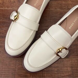 Cole Haan Cream Loafers with Gold Accent
